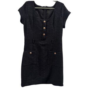 GUESS Black Textured Tweed Mini Dress – Size XL